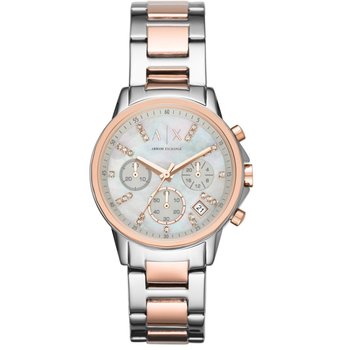 ARMANI EXCHANGE Lady Banks Crystals Chronograph Two Tone Stainless Steel Bracelet