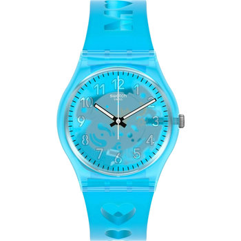 SWATCH Love From A to Z Light Blue Silicone Strap