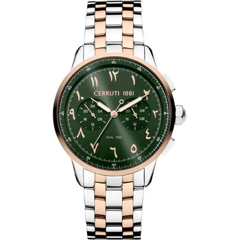 CERRUTI Mucciano Dual Time Two Tone Stainless Steel Bracelet