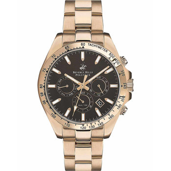 BEVERLY HILLS POLO CLUB Dual Time Rose Gold Stainless Steel Bracelet