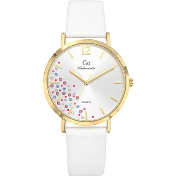 GO Mademoiselle Crystals White Leather Strap