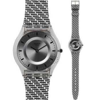 SWATCH Pure Net Leather and Fabric Strap