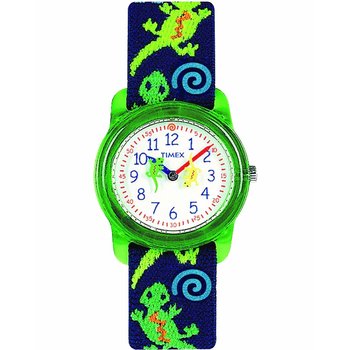 TIMEX Time Machines Green Gecko Multicolor Fabric Strap