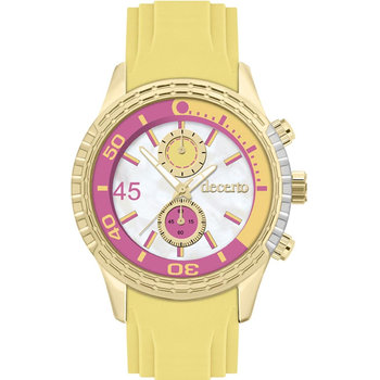 DECERTO Ice Lolly Ladies Rose Gold Alloy Yellow Rubber Strap