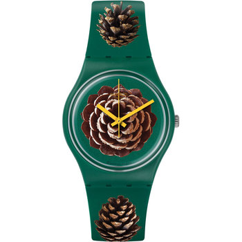SWATCH Brit-In Pinezone Green Silicone Strap