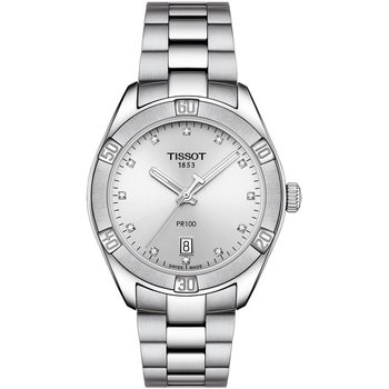 TISSOT T-Classic PR100 Diamonds Silver Stainless Steel Bracelet