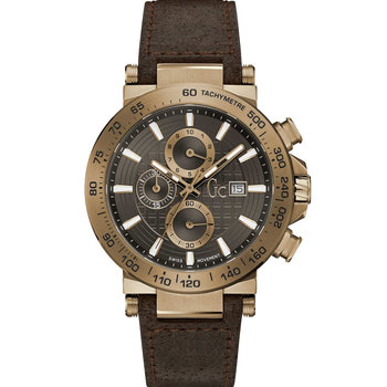 GUESS Collection Mens Chronograph Brown Leather Strap