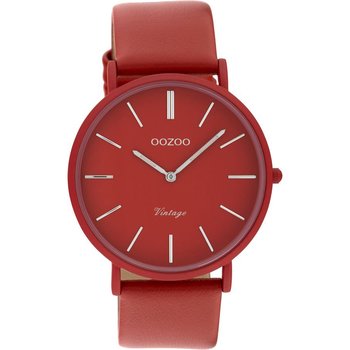 OOZOO Vintage Unicolor Red Leather Strap (40mm)