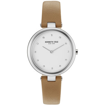 KENNETH COLE Ladies Crystals Beige Leather Strap