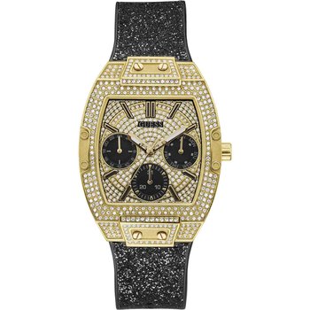 GUESS Raven Crystals Black Rubber Strap