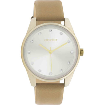 OOZOO Timepieces Crystals Beige Leather Strap