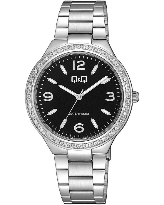 Q&Q Watch Crystals Silver Stainless Steel Bracelet