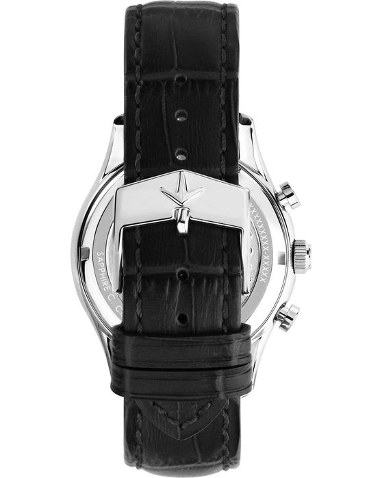 LUCIEN ROCHAT Montreux Chronograph Black Leather Strap