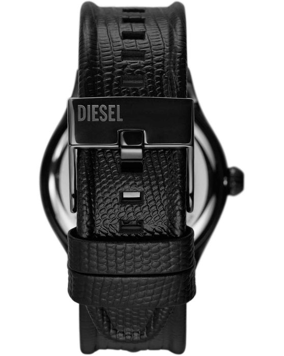 DIESEL Vert Black Leather Strap