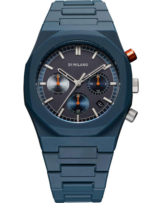 D1 MILANO Polychrono Chronograph Blue Polycarbonate Bracelet