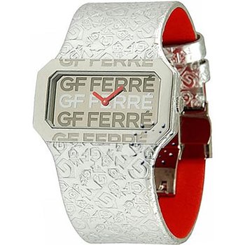 GF FERRE Silver Logo Leather Strap Ladies