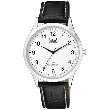 Q&Q Mens Black Leather Strap