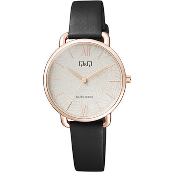 Q&Q Ladies Black Leather Strap