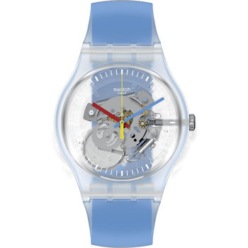 SWATCH Clearly Blue Striped Light Blue Silicone Strap