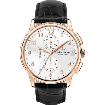 LUCIEN ROCHAT Iconic Chronograph Black Leather Bracelet