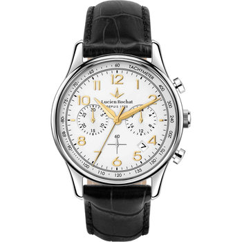 LUCIEN ROCHAT Montreux Chronograph Black Leather Strap