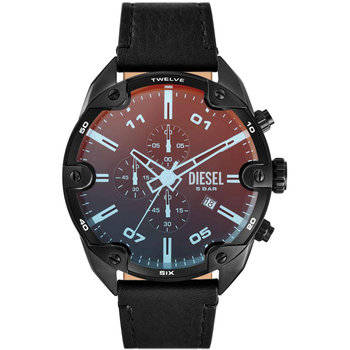 DIESEL Spiked Chronograph Black Leather Strap