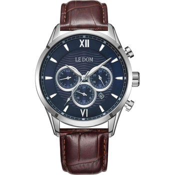 LEDOM Aviator Dual Time Brown Leather Strap