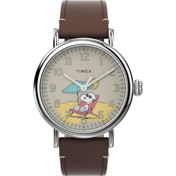 TIMEX Standard x Peanuts Snoopy At The Beach Brown Leather Strap