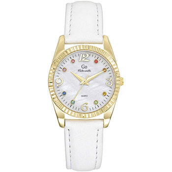 GO Mademoiselle Crystals White Leather Strap