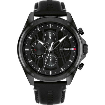 TOMMY HILFIGER Sport Black Leather Strap