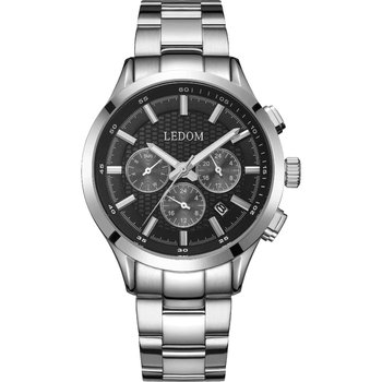 LEDOM Horizon Dual Time Silver Stainless Steel Bracelet