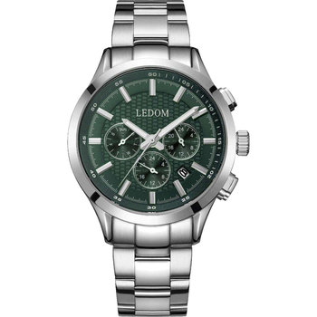 LEDOM Horizon Dual Time Silver Stainless Steel Bracelet