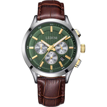 LEDOM Horizon Dual Time Brown Leather Strap