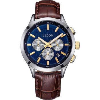 LEDOM Horizon Dual Time Brown Leather Strap