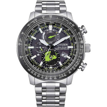 CITIZEN Promaster Eco-Drive RadioControlled Dual Time Silver Stainless Steel Bracelet