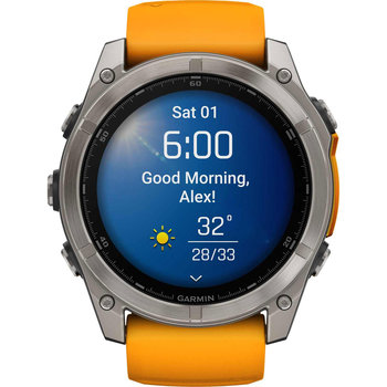 GARMIN Fenix 8 51mm AMOLED Sapphire Titanium with Spark Orange Silicone Band