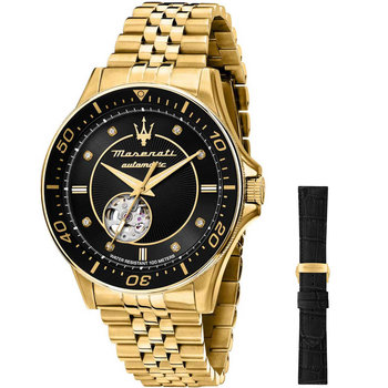 MASERATI Sfida Crystals Automatic Gold Stainless Steel Bracelet Gift Set