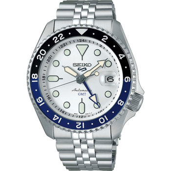 SEIKO 5 Sports SKX GMT Automatic Dual Time Silver Stainless Steel Bracelet