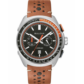 BULOVA Racer Automatic Chronograph Brown Leather Strap