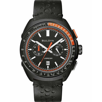 BULOVA Racer Automatic Chronograph Black Leather Strap