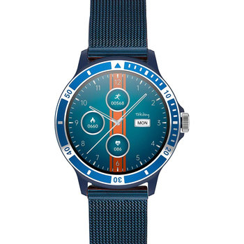 TEKDAY Smartwatch Blue Stainless Steel Bracelet