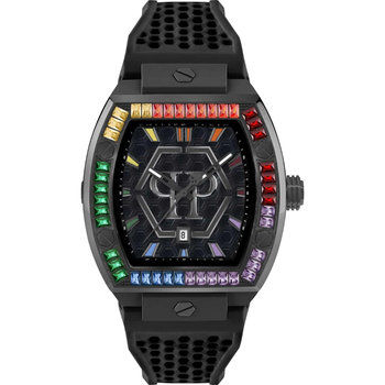 PHILIPP PLEIN The Hexagon Phantom Crystals Black Silicone Strap