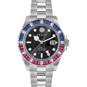 PHILIPP PLEIN GMT-I Challenger Crystals GMT Silver Stainless Steel Bracelet