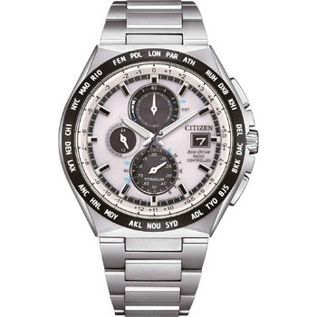 CITIZEN Eco-Drive RadioControlled Dual Time Chronograph Silver Titanium Steel Bracelet