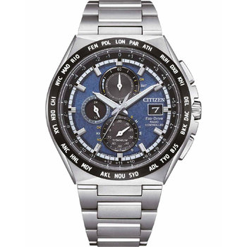 CITIZEN Eco-Drive RadioControlled Dual Time Chronograph Silver Titanium Steel Bracelet