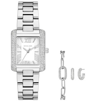 MICHAEL KORS Emery Crystals Silver Stainless Steel Bracelet Gift Set