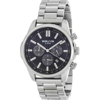 3GUYS Chronograph Silver Stainless Steel Bracelet