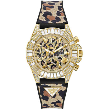 GUESS Iconic 40th Zircons Animal Print Combined Materials Strap