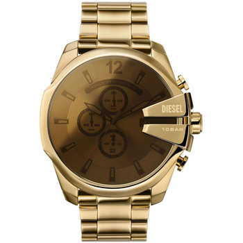 DIESEL Mega Chief Dual Time Chronograph Gold Stainless Steel Bracelet