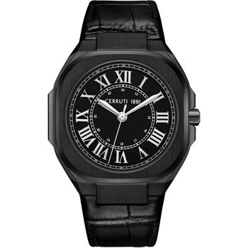 CERRUTI Leadri Black Leather Strap